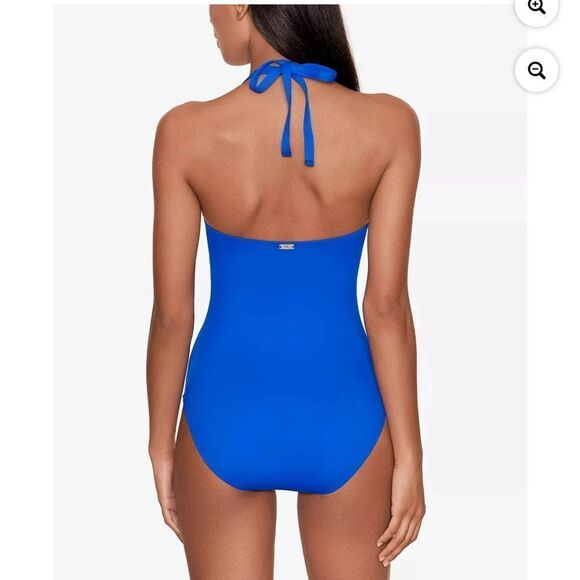 NWT Lauren Ralph Lauren Beach Club Solids Laced Bandeau One-Piece - Picture 3 of 9